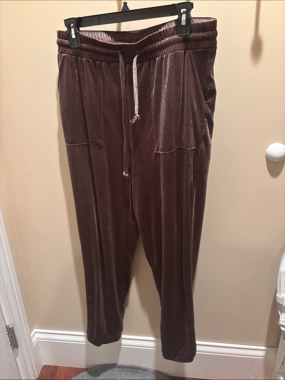 Men's Brown Velour Drawstring Joggers